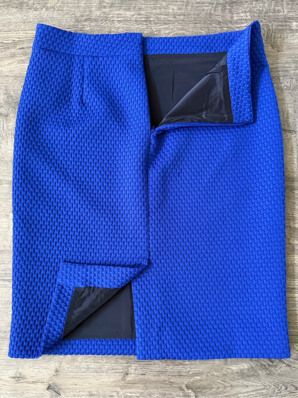 J.Crew No. 2 Pencil Skirt Size 8 Cobalt Blue Textured Office Workwear Preppy - Picture 6 of 10